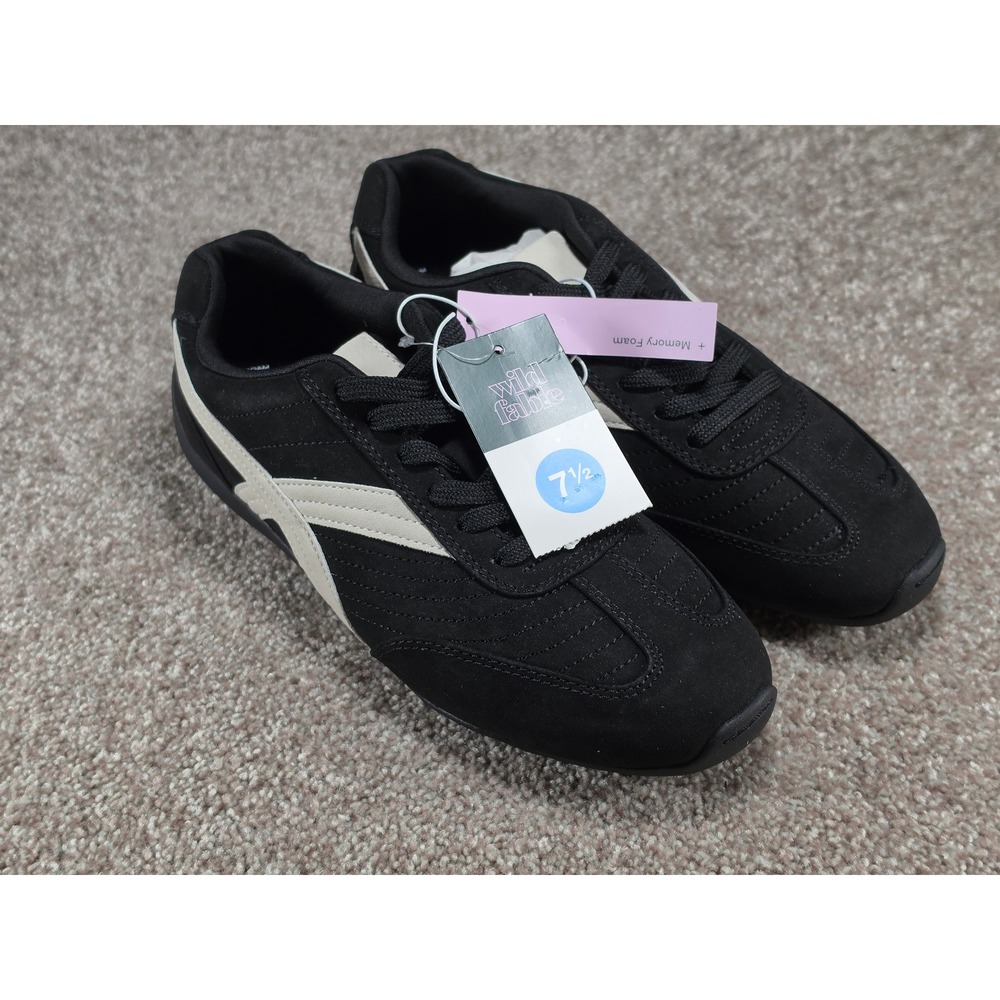 Wild Fable Chandler Black Cream Retro Low Profile Sneakers Memory Foam 7.5 NEW